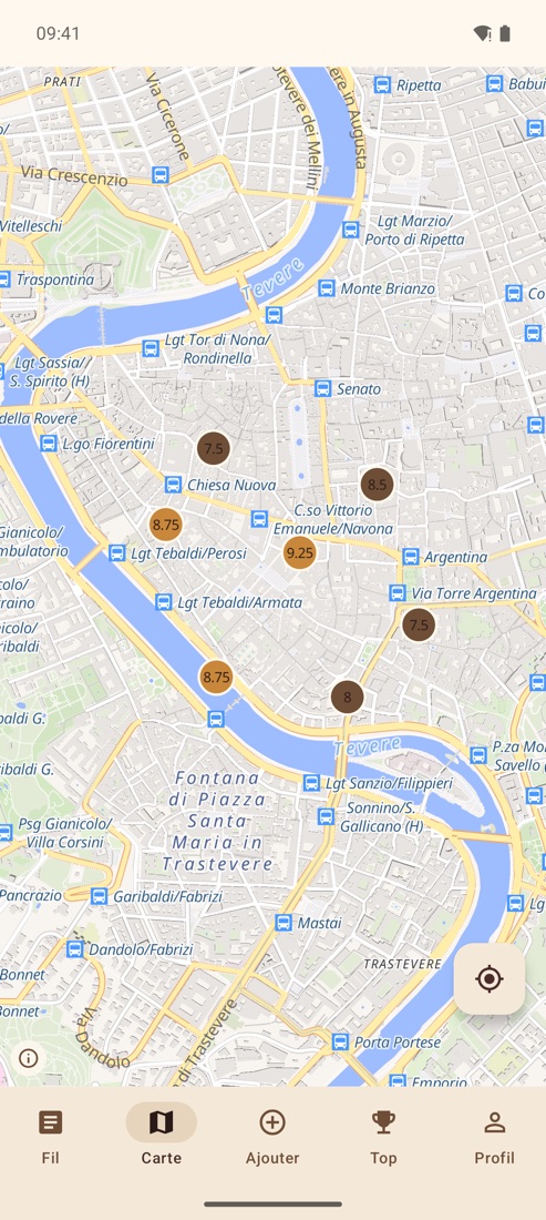 Capture d’écran : Les bonnes adresses sur la carte